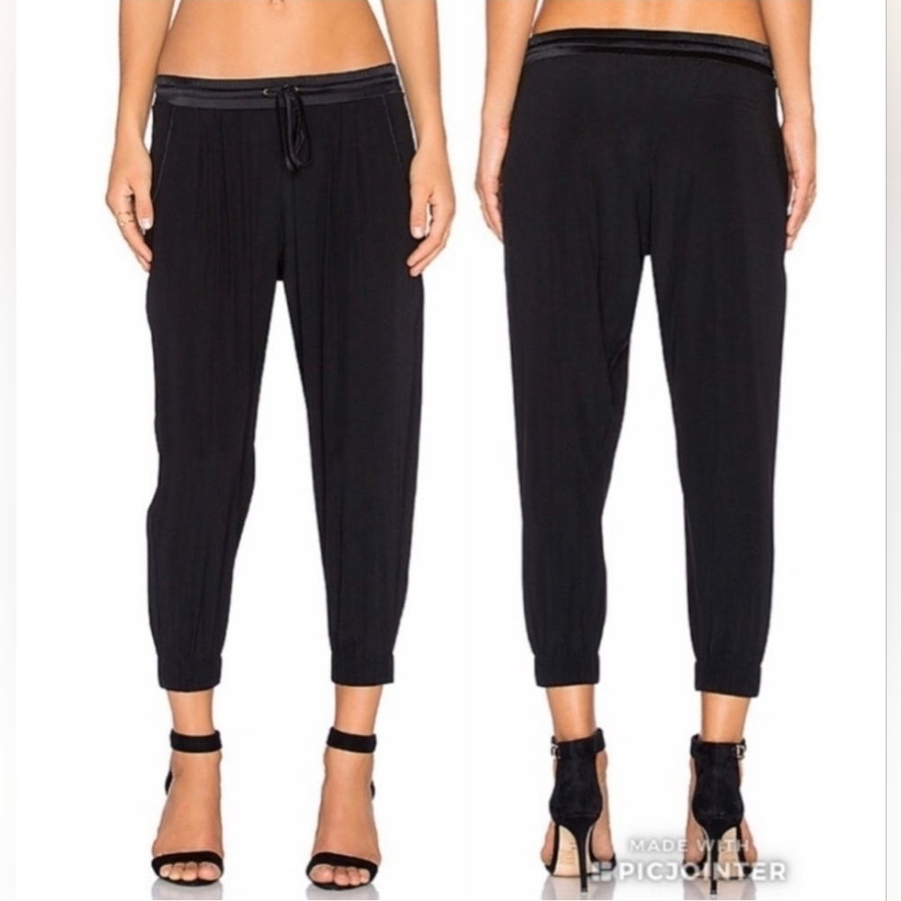 Ramy Brook Black Silk Ankle Joggers S